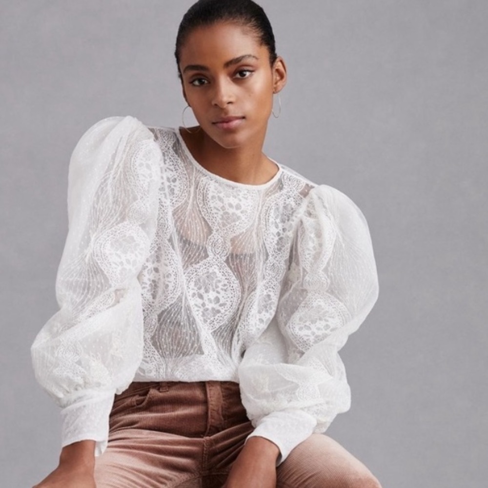 Anthropologie Forever That Girl Sheer Lace Blouse new with tags